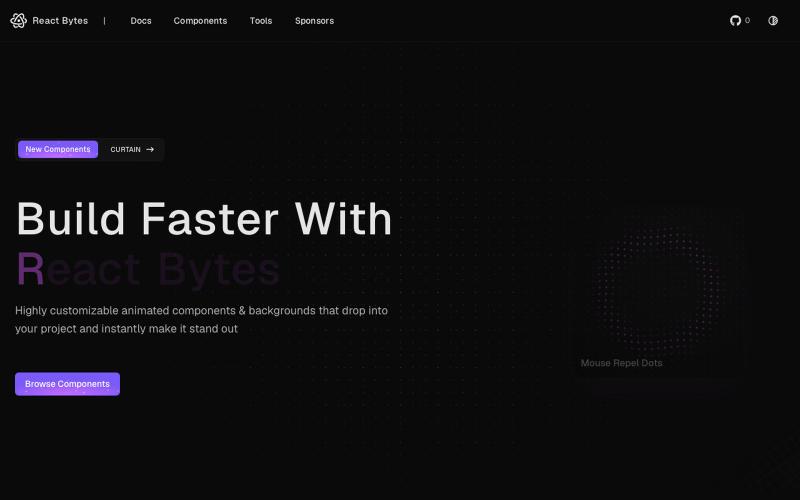 React Bytes - Free Animated React Components — screenshot