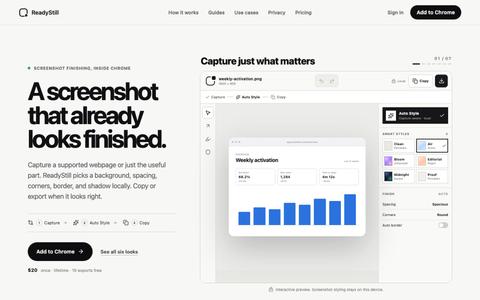 ReadyStill — Chrome Screenshot Editor & Launch Pack — screenshot