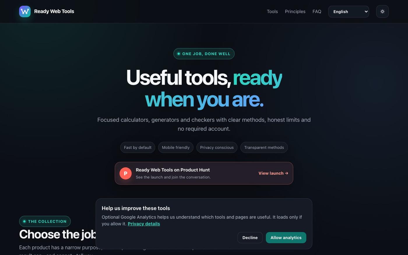 Ready Web Tools — Focused Calculators, Generators & Checkers — screenshot