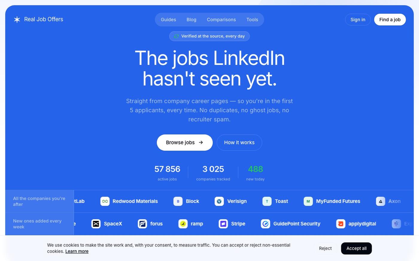 The jobs LinkedIn hasn't seen yet — straight from career pages — screenshot
