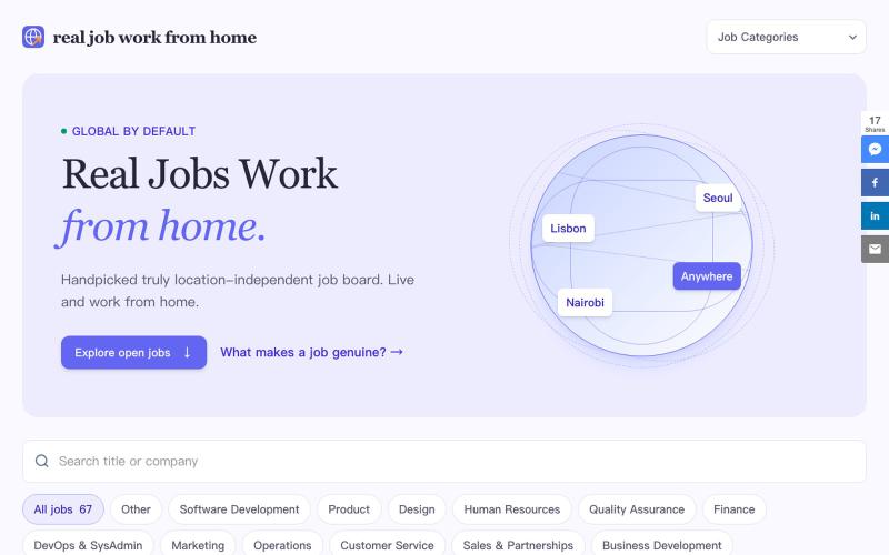 Real Job Work From Home | Worldwide Jobs Without Borders — screenshot