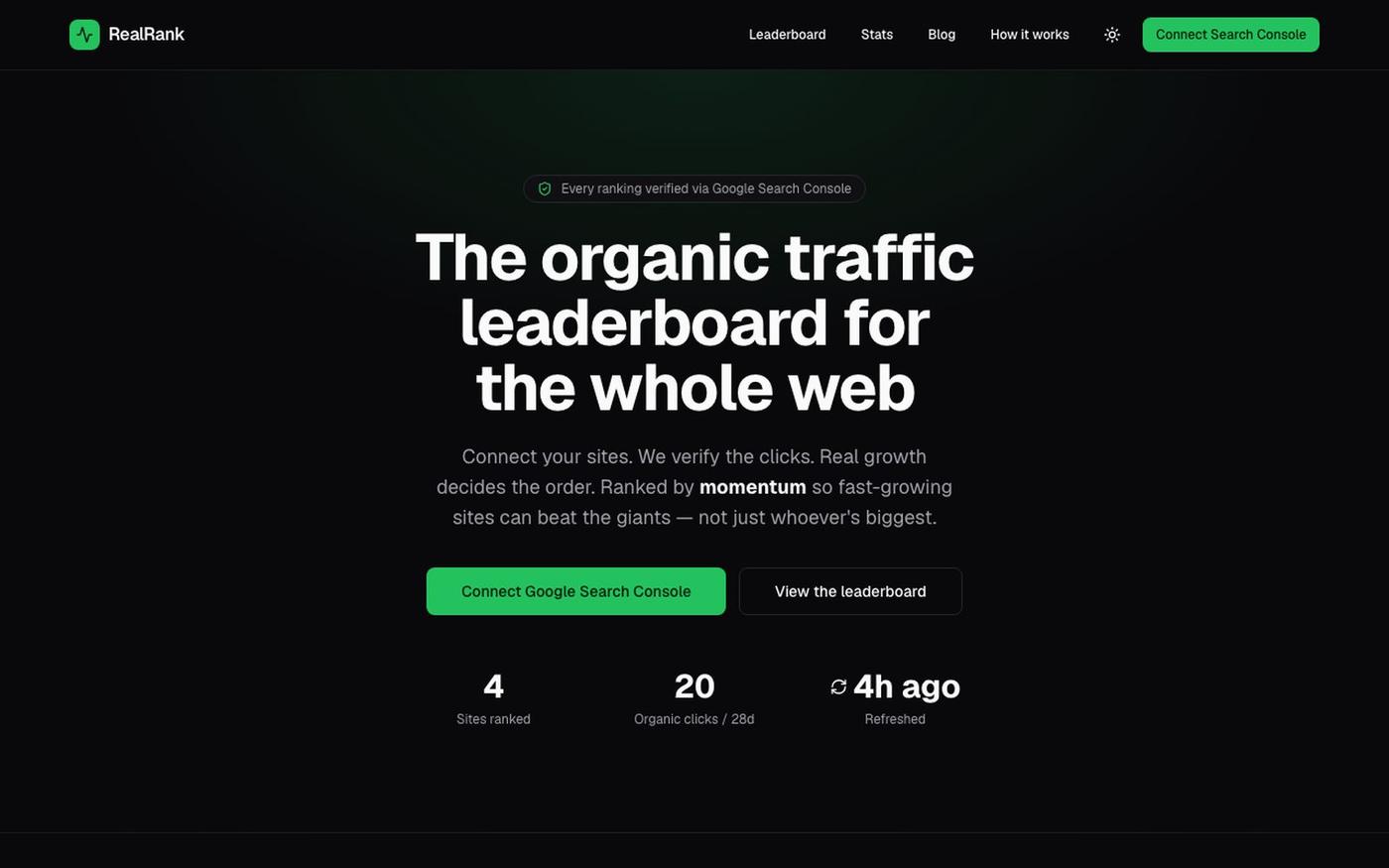 Fastest-Growing Websites by Organic Traffic — screenshot