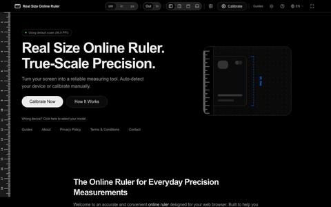 Online Ruler - Actual Size, Real & Accurate (cm, mm, inches) — screenshot