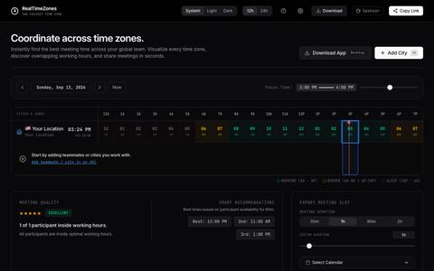 RealTimeZones – Fast Interactive Timezone Visualizer — screenshot