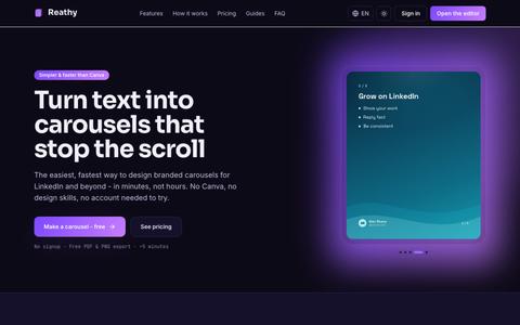 Reathy - Create Professional Social Media Carousels for LinkedIn & more — screenshot