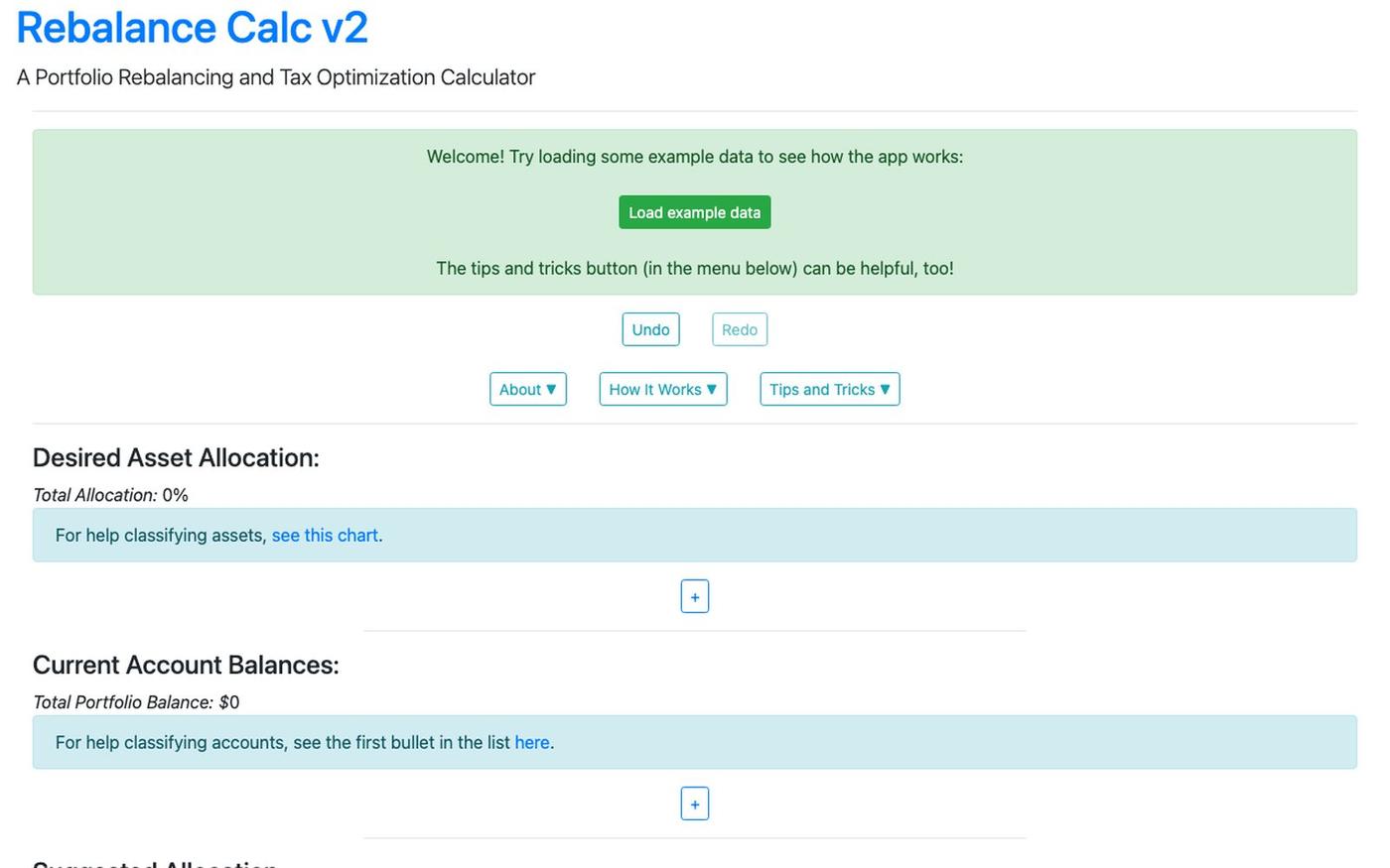 Rebalance Calc v2 — screenshot