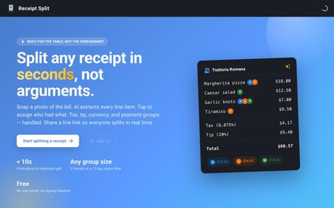 Receipt Split — split bills with friends, fast — screenshot