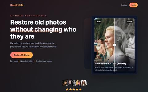 AI Photo Restoration & Colorization: Restore Old Photos Online — screenshot