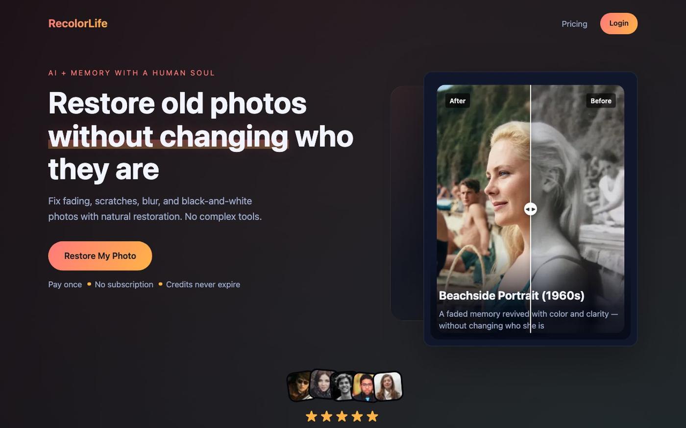 AI Photo Restoration & Colorization: Restore Old Photos Online — screenshot