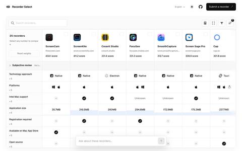Compare Screen Recorders for Mac & Windows | Recorder Select — screenshot