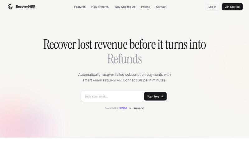 RecoverMRR | Recover Subscription Revenue Automatically — screenshot