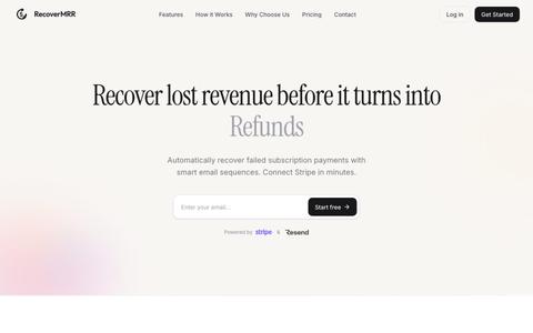 RecoverMRR | Recover Subscription Revenue Automatically — screenshot