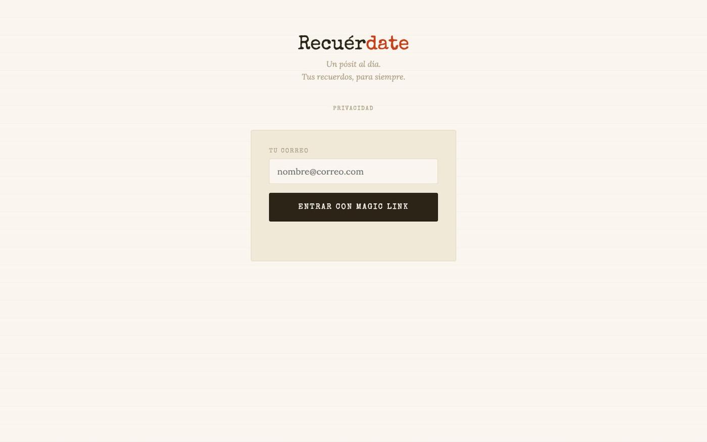 Recuérdate — screenshot