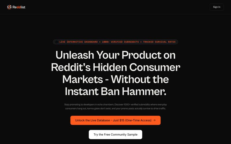 Reddlist - Reach Millions on Reddit Without Automod Bans (Verified Database) — screenshot