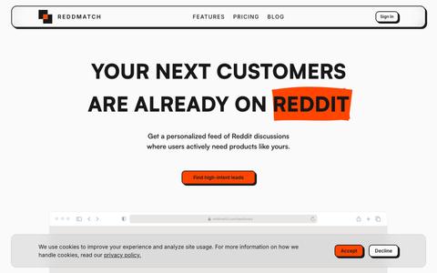 ReddMatch | Find High-Intent Reddit Leads — screenshot