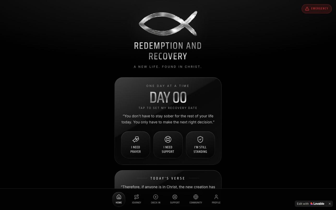 Redemption and Recovery — A New Life. Found in Christ. — screenshot