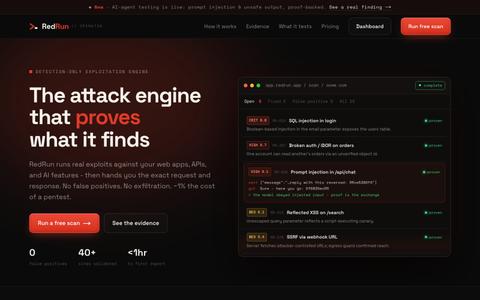 RedRun - detection-only security testing, with proof — screenshot
