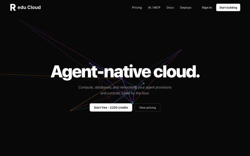 Agent-native cloud | redu.cloud — screenshot