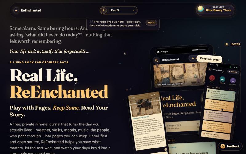 ReEnchanted | Private iPhone Journal for Ordinary Days — screenshot