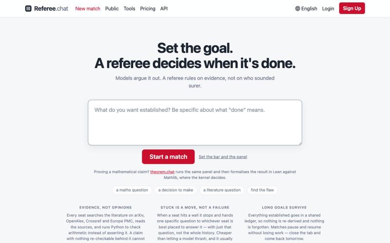 Referee.chat — An AI Panel Works Your Goal, a Referee Rules — screenshot