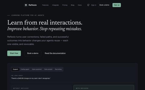 Reflexio - The Learning Platform for AI Agents — screenshot