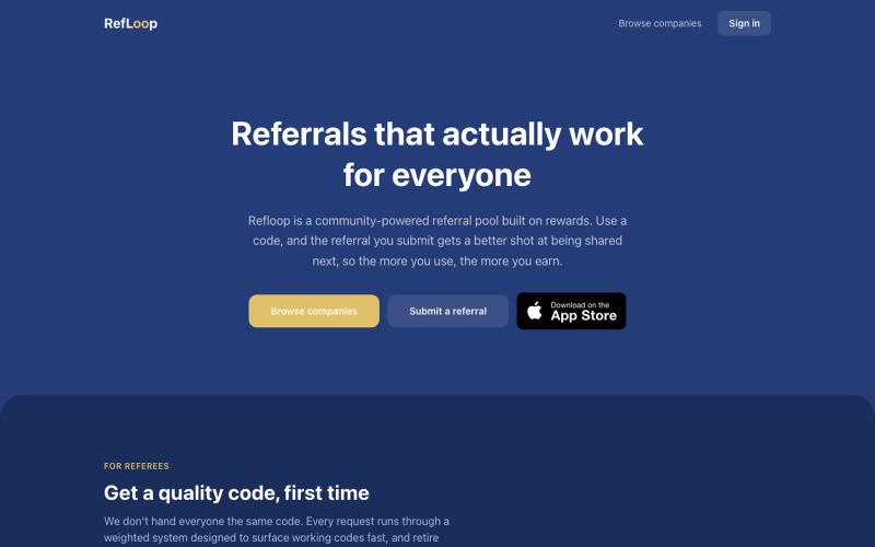 Refloop | Referrals, reimagined. — screenshot