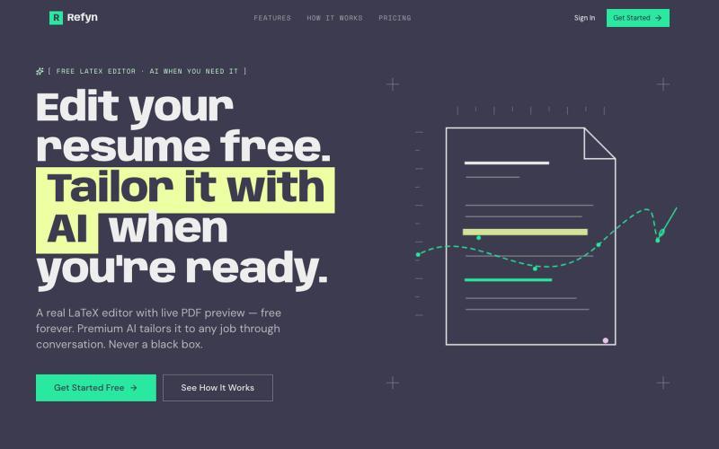 Refyn — AI Resume Tailoring, One Conversation at a Time — screenshot