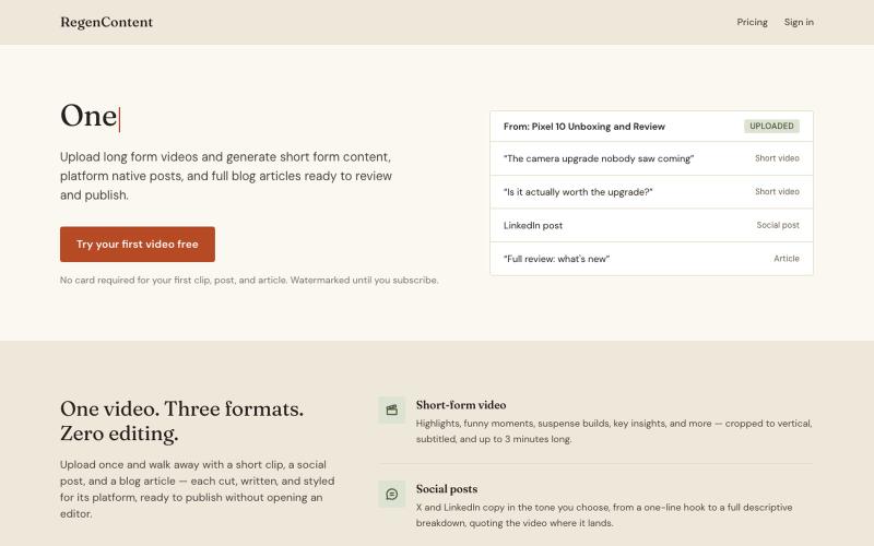 Regen Content — screenshot
