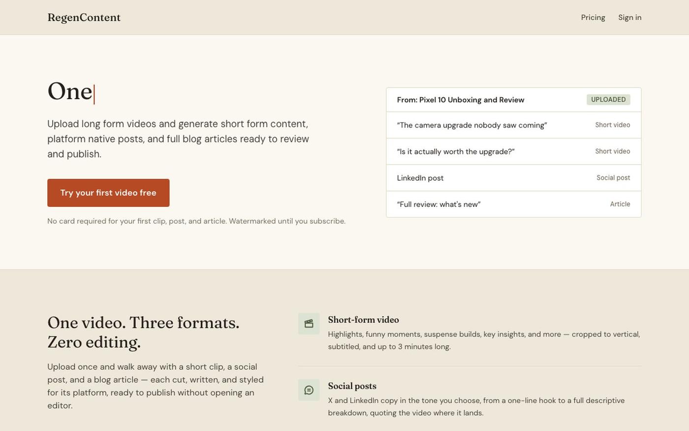 Regen Content — screenshot