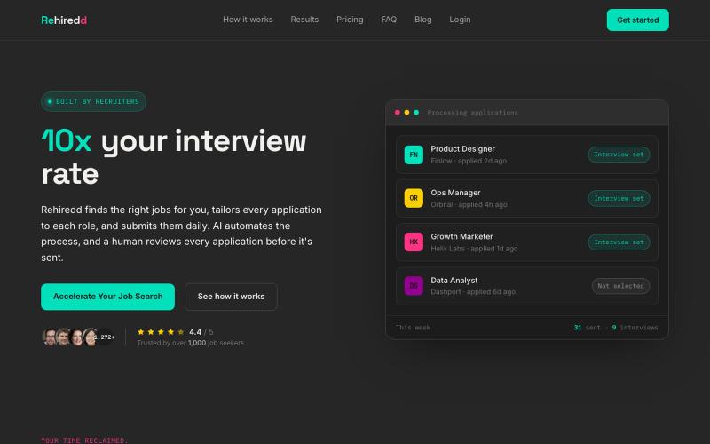 Rehiredd - Apply Smarter. Get Hired Faster — screenshot