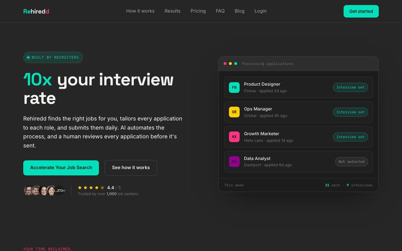 Rehiredd - Apply Smarter. Get Hired Faster — screenshot