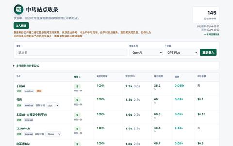 中转站点收录 — screenshot