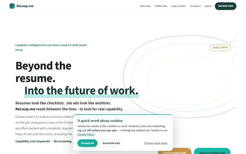 ReLoop.me — Capability intelligence for non-linear careers — screenshot