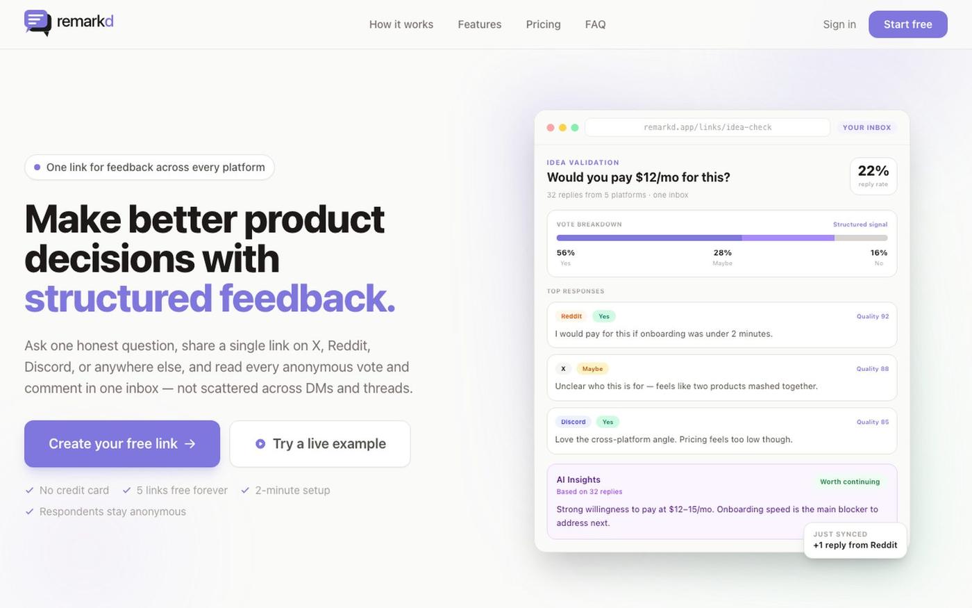 Remarkd — Collect Feedback From Every Platform in One Place — screenshot