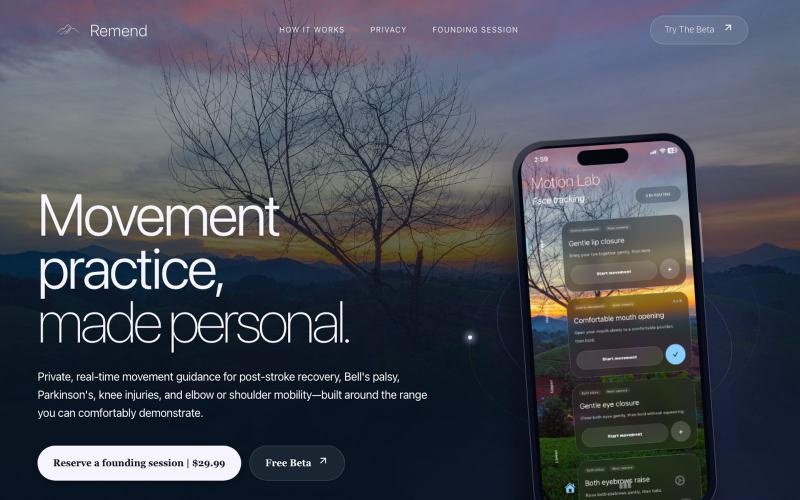 Remend — Movement practice, made personal — screenshot