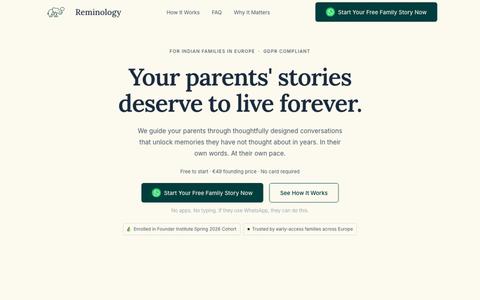 Reminology — Your parents' stories, kept forever — screenshot