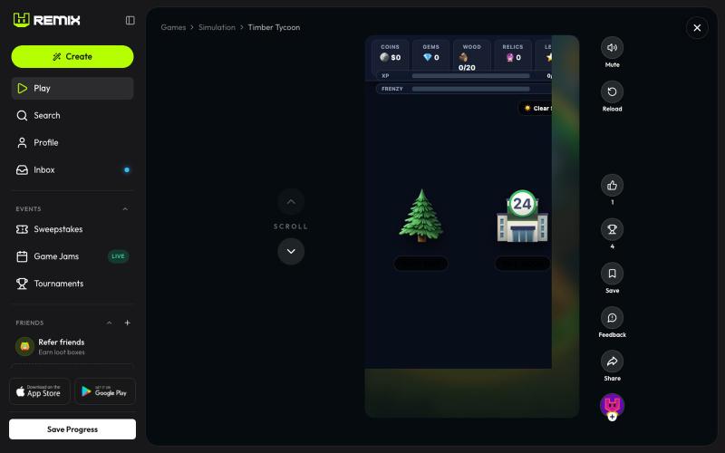 Timber Tycoon on Remix – Play Now & Create Your Own Games — screenshot