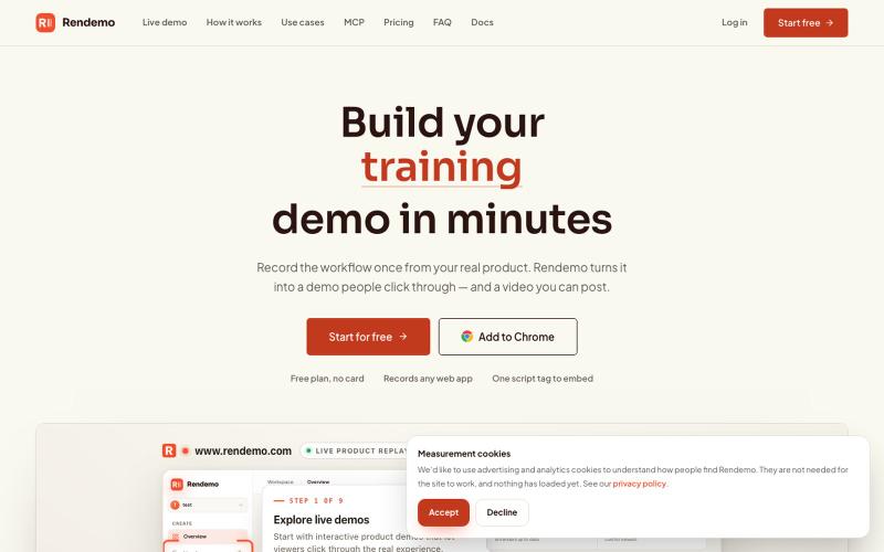 Rendemo — Interactive product demos anyone can follow — screenshot
