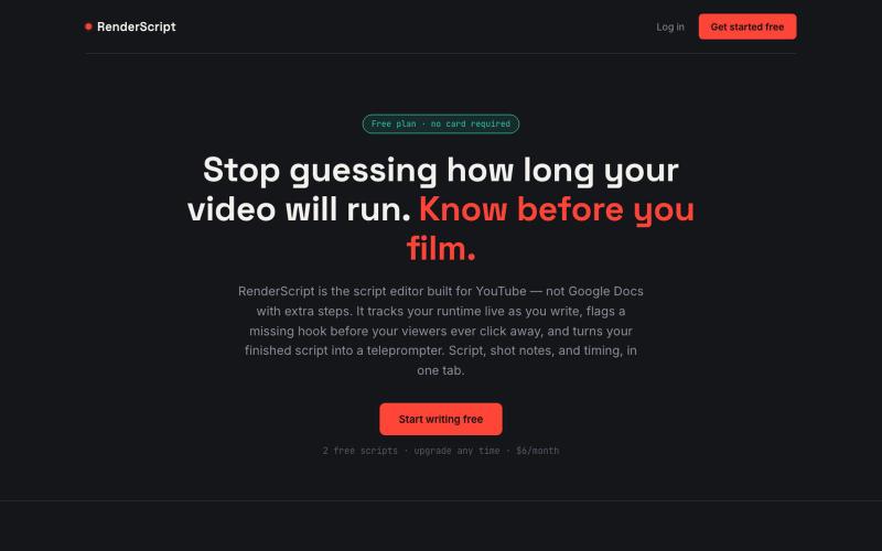 RenderScript — the script editor built for YouTube — screenshot