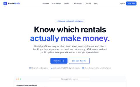 RentalProfit | Track Rental Profit, Occupancy & ADR — screenshot