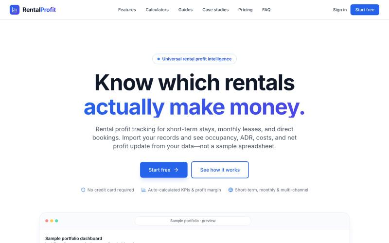 RentalProfit | Track Rental Profit, Occupancy & ADR — screenshot