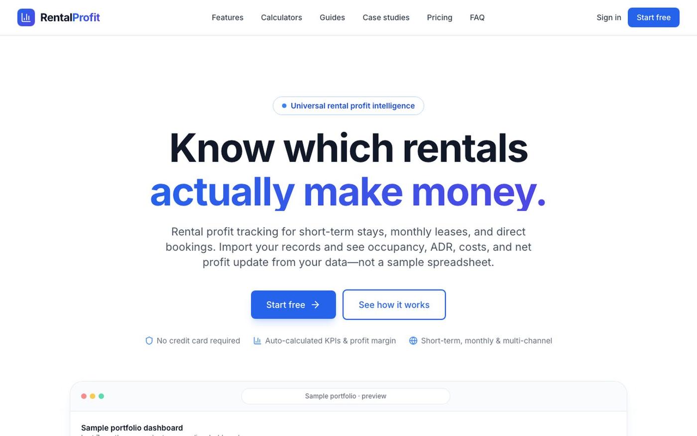 RentalProfit | Track Rental Profit, Occupancy & ADR — screenshot