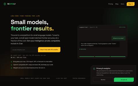Small models, frontier results. · ReOpenly — screenshot