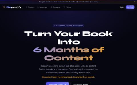 Repagify — Turn your book into 6 months of content — screenshot