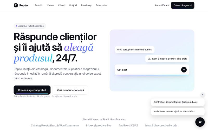 Replio — Agenți AI de suport în limba română — screenshot