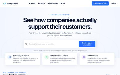 ReplyGauge — Verified Public Support Reputation — screenshot