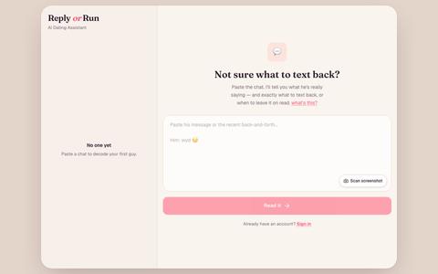 Reply or Run — Your AI Dating Assistant for His Texts — screenshot