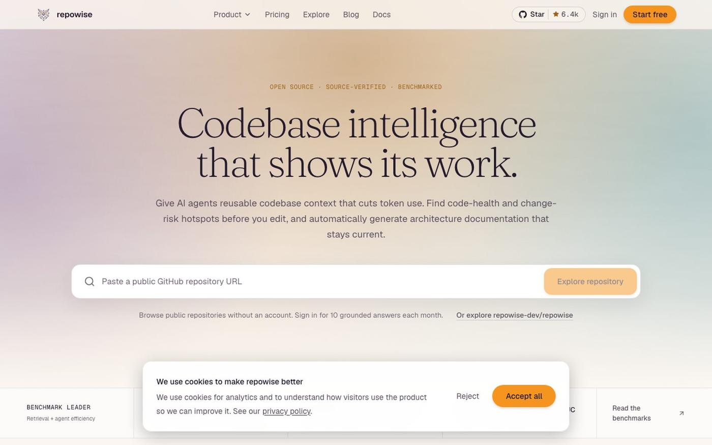 Repowise: codebase intelligence that shows its work — screenshot