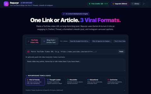 Repurpr - AI Social Media Repurposer — screenshot
