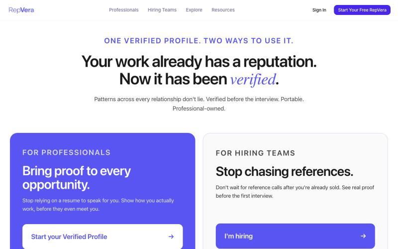 RepVera — The verified work record — screenshot